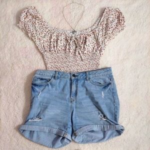 Floral peasant crop top from Garage.